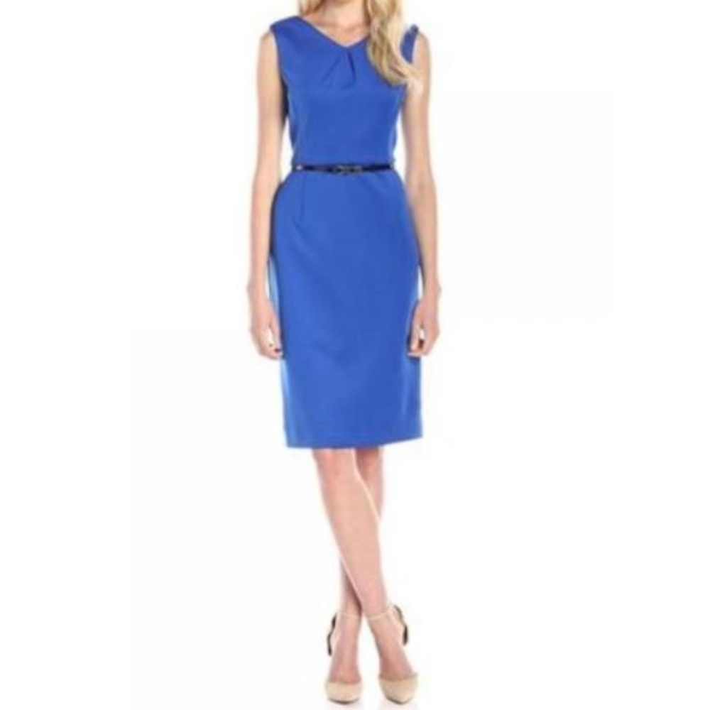 Ellen Tracy Women's Sleeveless V Neck Sheath Dress